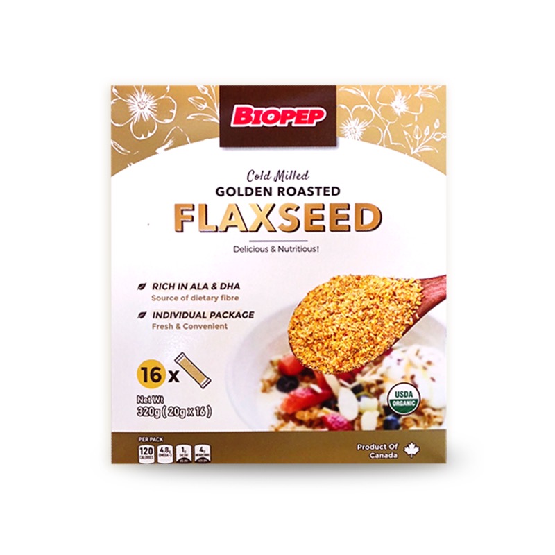 BIOPEP Organic Golden Roasted Flaxseed box, 320 g (16 × 20 g)